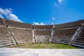 View of the ancient Greek amphitheater in Bergama Asklepion Archaeological Site Royalty Free Stock Photo