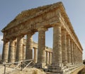 View of the ancient Greek doric temple in Segesta Royalty Free Stock Photo