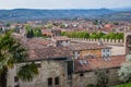 View of the Ancient Italian Walled City of Soave with Crenellated Towers and Walls. Royalty Free Stock Photo