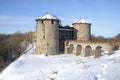 View of the ancient Koporye fortress on a sunny February day. Leningrad region