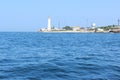 View of the ancient lighthouse of Cape Tarkhankut from the sea