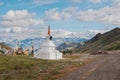 View of the ancient monument temple in Tuva heritage of ancestors Buddhism