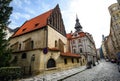 View on ancient Old New Synagogue, Prague, Czech Republic Royalty Free Stock Photo