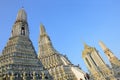 View of ancient pagoda Phra Prang Wat Arun with blue sky background Royalty Free Stock Photo