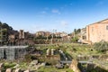 View of the ancient remains of the Roman Forum, Rome, Italy, Eur