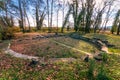 View at the ancient Roman theater at the Archaeological Site of Dion Royalty Free Stock Photo