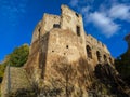 View of ancient ruins in the abandoned town of Monterano Lazio Italy