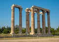 View of the ancient ruins and colonnade of Zeus Olympic Temple in Athens, Greece Royalty Free Stock Photo