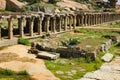 Ancient ruins on Krishna Bazaar in Hampi, India