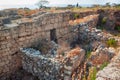 View of the ancient ruins near the crusader castle in the historic city of Byblos. The city is a UNESCO World Heritage Site. Royalty Free Stock Photo