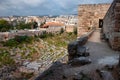 View of the ancient ruins and old walls of the crusader castle in the historic city of Byblos. The city is a UNESCO World Heritage Royalty Free Stock Photo