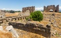 Ruins of the roman bazilica and nymphaeum in the antiquity city of Aspendos Royalty Free Stock Photo