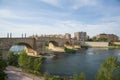 Stone Bridge and Ebro River in Zaragoza, Spain