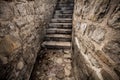 View of ancient stone stairway at castle