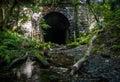 View of an ancient stone tunnel nestled among the lush foliage of a forest in Mountain Ash Royalty Free Stock Photo