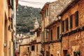 View of the ancient streets of Valldemossa. old stone houses Royalty Free Stock Photo