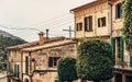 View of the ancient streets of Valldemossa. old stone houses Royalty Free Stock Photo