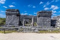 A view of an ancient temple ruin at the Mayan settlement of Tulum, Mexico Royalty Free Stock Photo