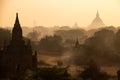View of the ancient temples during sunrise in Bagan, Myanmar Royalty Free Stock Photo