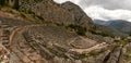 View of the Ancient Theatre of Delphi in the Sanctuary Athena Pronaia Royalty Free Stock Photo