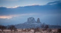 View of ancient Uchisar cave town and a castle of Uchisar dug from a mountains in Cappadocia, Central Anatolia,Turkey Royalty Free Stock Photo