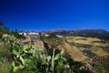 View on ancient village Ronda located on plateau surrounded by rural plains in Andalusia, Spain Royalty Free Stock Photo
