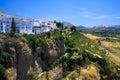 View on ancient village Ronda located on plateau surrounded by rural plains in Andalusia, Spain Royalty Free Stock Photo