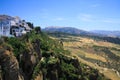 View on ancient village Ronda located on plateau surrounded by rural plains in Andalusia, Spain Royalty Free Stock Photo