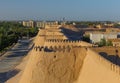 View of the ancient wall of Khiva, in Uzbekistan. Royalty Free Stock Photo