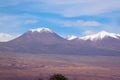 View of the Andean volcanoes covered by snow, Atacama Desert, Chile Royalty Free Stock Photo