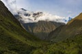 View of the Andes Mountains along the Inca trail in the Sacred Valley, Peru Royalty Free Stock Photo