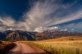 View on the Andes mountains near the Cusco city in Peru. Mountain peak covered with snow