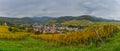 View of Andlau village and church in autumn, Alsace, France Royalty Free Stock Photo