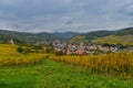 View of Andlau village and church in autumn, Alsace, France Royalty Free Stock Photo