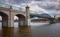 View of the Andreyevsky Bridge, built in 1905-1907. The modern view was acquired in 2000 and became known as the Pushkin Bridge