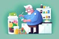 view of android, helping elderly person with daily tasks, like taking medications or preparing meals