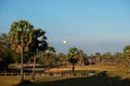 View of Angkor Wat. Ancient temple complex in Southeast Asia. Balloon in the sky over an old abandoned temple. Landscape Royalty Free Stock Photo