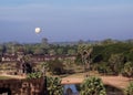 View of Angkor Wat. Ancient temple complex in Southeast Asia. Balloon in the sky over an old abandoned temple. Landscape Royalty Free Stock Photo