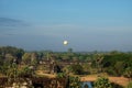 View of Angkor Wat. Ancient temple complex in Southeast Asia. Balloon in the sky over an old abandoned temple. Landscape Royalty Free Stock Photo