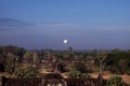 View of Angkor Wat. Ancient temple complex in Southeast Asia. Balloon in the sky over an old abandoned temple. Landscape Royalty Free Stock Photo