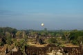 View of Angkor Wat. Ancient temple complex in Southeast Asia. Balloon in the sky over an old abandoned temple. Landscape Royalty Free Stock Photo