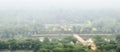 Angkor Wat aerial view in vintage camera style, Siem Reap, Cambodia. Royalty Free Stock Photo