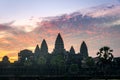 View of Angkor Wat in sunrise time with a beautiful twilight sky in Siem Reap, Cambodia. Royalty Free Stock Photo