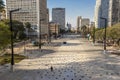 View of Anhangabau valley under renovation. Famous spot on Sao Paulo downtown Royalty Free Stock Photo