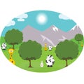 View animal Meadow Vector Background