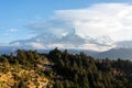 View of Annapurna mountain range from Poon Hill 3210 m on sunrise. It`s the famous view point in Gorepani village in Annapurna Royalty Free Stock Photo