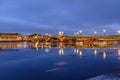 View of Annunciation Bridge and Admiralty embankment at night. Saint Petersburg. Russia Royalty Free Stock Photo