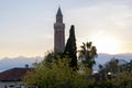 View of Antalya downtown with Yivliminare Mosque also called Ulu Cami Royalty Free Stock Photo