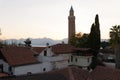 View of Antalya downtown with Yivliminare Mosque also called Ulu Cami Royalty Free Stock Photo