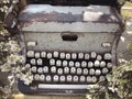View of an antique manual Underwood typewriter on sepia Royalty Free Stock Photo